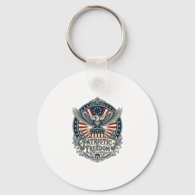 Patriotic Birth Year Series Vector Graphic Tee Keychain (Front)