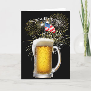 Patriotic Birthday Beer With Sparklers Card