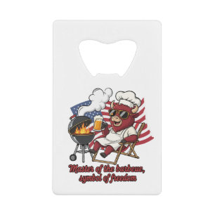 Patriotic Bison BBQ Master USA Flag Credit Card Bottle Opener