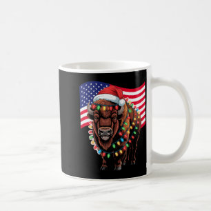 Patriotic Bison Buffalo Christmas Usa Flag Holiday Coffee Mug