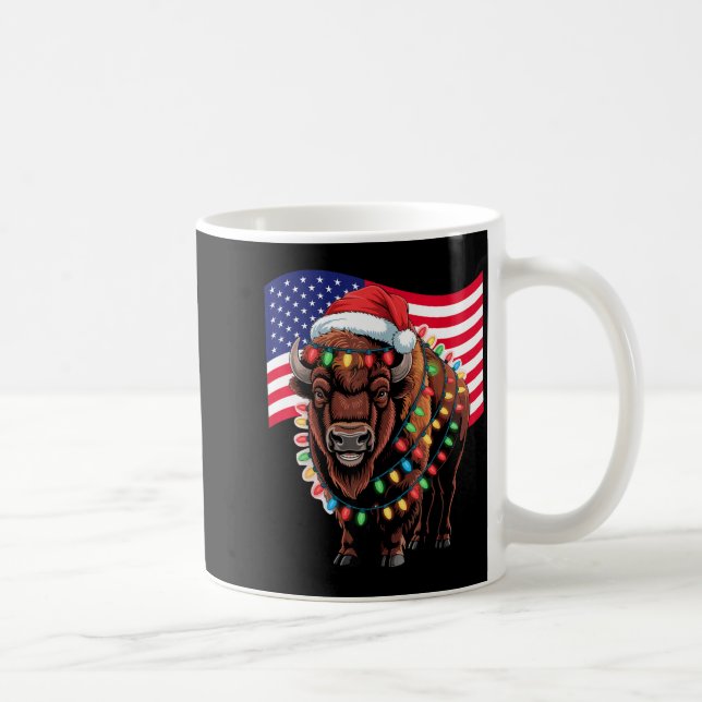 Patriotic Bison Buffalo Christmas Usa Flag Holiday Coffee Mug (Right)