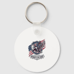 Patriotic Bison Eagle Crest Animal Hybrid Patrioti Keychain