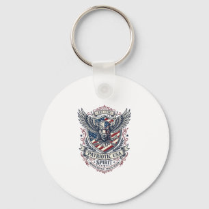 Patriotic Bison Eagle Crest Animal Hybrid Patrioti Keychain