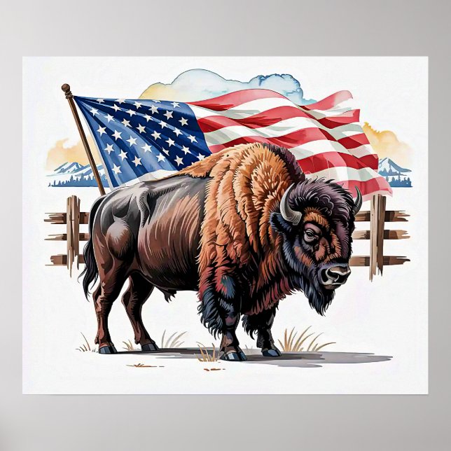 Patriotic Bison Poster (Front)