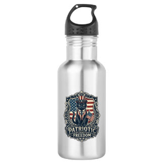 Patriotic Black Cat Vector Graphic Tee (2)_1 532 Ml Water Bottle