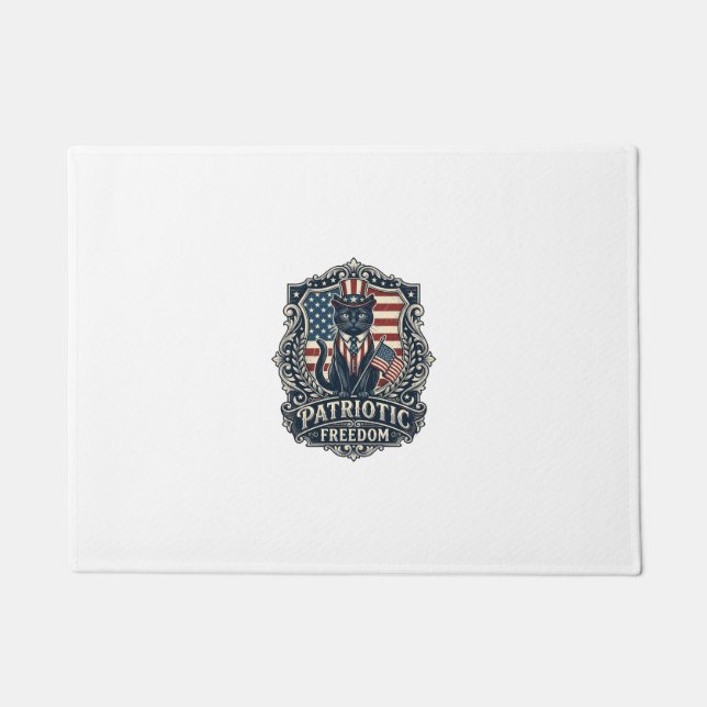 Patriotic Black Cat Vector Graphic Tee (2)_1 Doormat (Front)