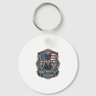 Patriotic Black Cat Vector Graphic Tee (2)_1 Keychain