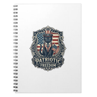 Patriotic Black Cat Vector Graphic Tee (2)_1 Notebook