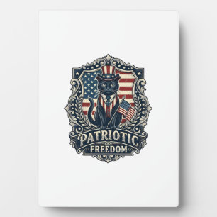 Patriotic Black Cat Vector Graphic Tee (2)_1 Plaque