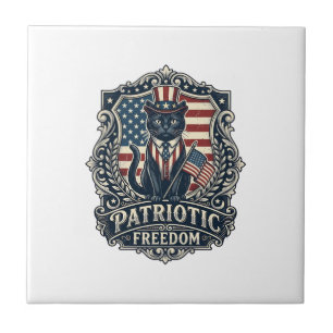 Patriotic Black Cat Vector Graphic Tee (2)_1 Tile