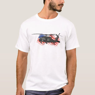 Patriotic Black Hawk UH-60 Military Helicopter T-Shirt