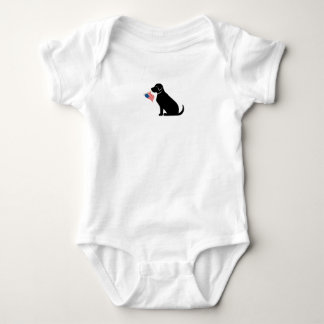 Patriotic Black Lab Dog Silhouette American Flag Baby Bodysuit