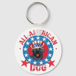 Patriotic Black Lab Keychain