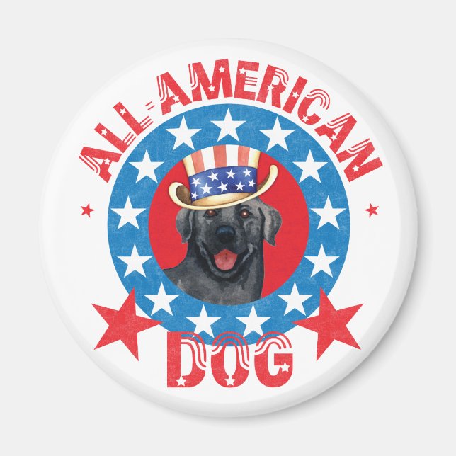 Patriotic Black Lab Magnet (Front)