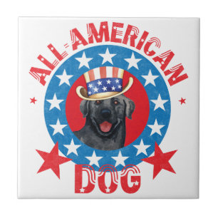Patriotic Black Lab Tile