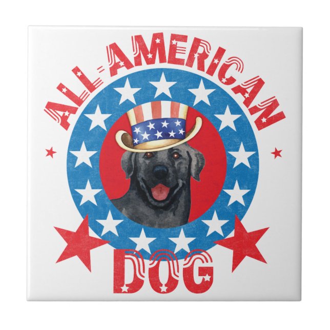 Patriotic Black Lab Tile (Front)
