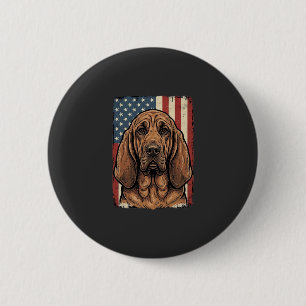 Patriotic Bloodhound Dog American Flag Art_1 2 Inch Round Button