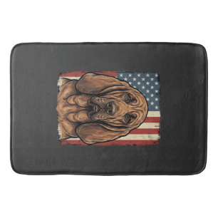 Patriotic Bloodhound Dog American Flag Art_1 Bath Mat