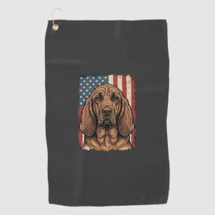 Patriotic Bloodhound Dog American Flag Art_1 Golf Towel