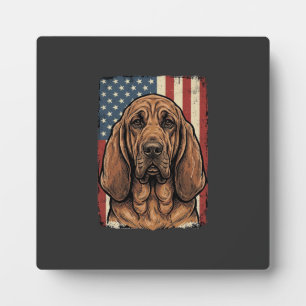 Patriotic Bloodhound Dog American Flag Art_1 Plaque
