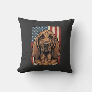 Patriotic Bloodhound Dog American Flag Art_1 Throw Pillow