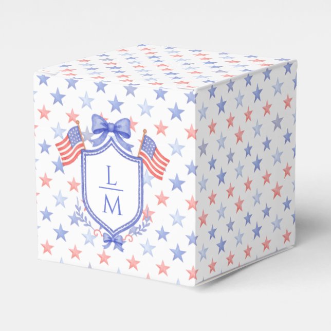 Patriotic Blue and Red Stars Favor Box (Front Side)