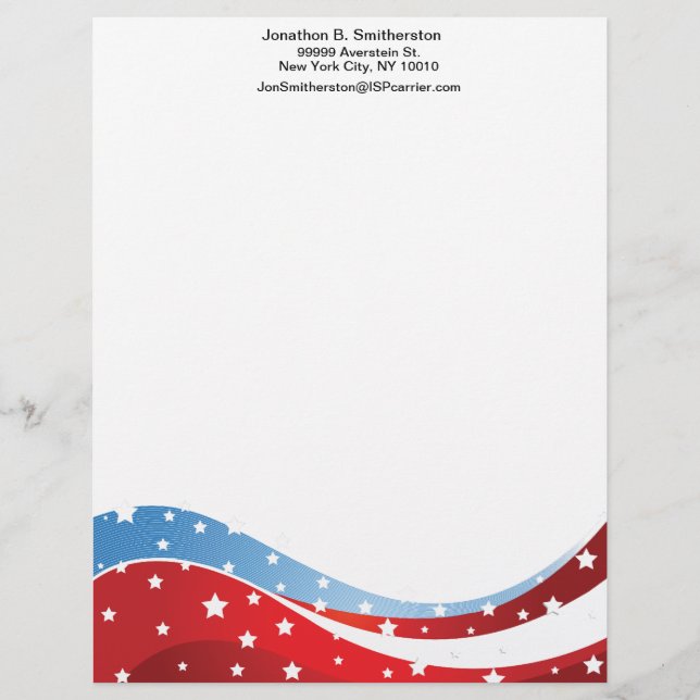Patriotic Blue Bottom Centred Letterhead (Front)