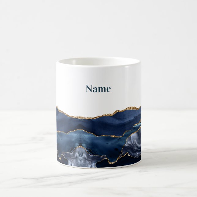 Patriotic Blue Gold Agate Coffee Mug (Center)