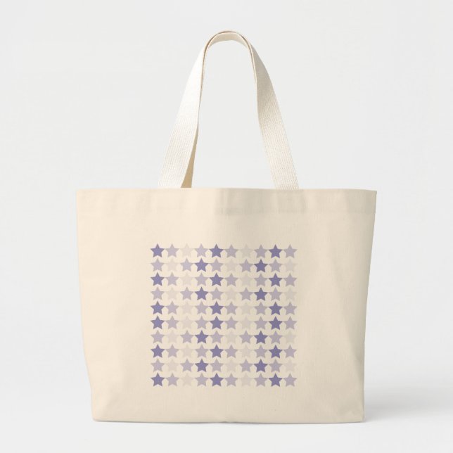 Patriotic Blue Ombre Stars Large Tote Bag (Front)