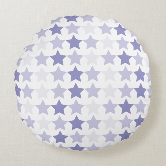 Patriotic Blue Ombre Stars Round Pillow (Front)