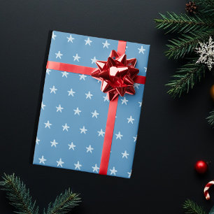 Patriotic Blue Star Flag Pattern Wrapping Paper