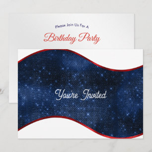 Patriotic Blue Wave Birthday Invitation
