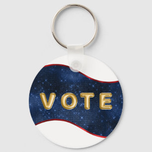 Patriotic Blue Wave Vote Keychain