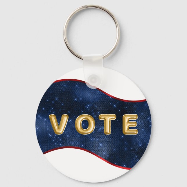 Patriotic Blue Wave Vote Keychain (Front)