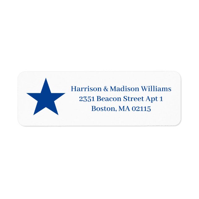 Patriotic blue & white star custom Return Address (Front)