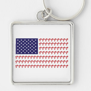 Patriotic BMX Biker American Flag Keychain