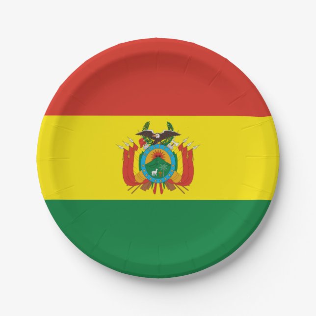 Patriotic Bolivia Flag Paper Plate (Front)