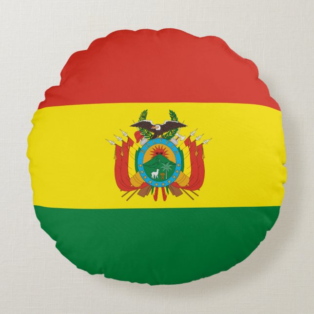 Patriotic Bolivia Flag Round Pillow (Front)