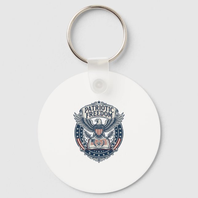Patriotic Book Club Vector Graphic Tee (2) Keychain (Front)