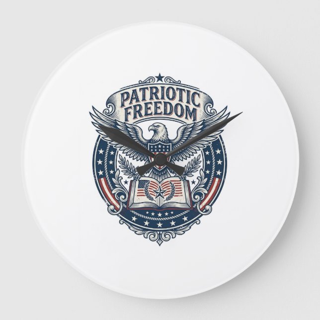Patriotic Book Club Vector Graphic Tee (2) Large Clock (Front)