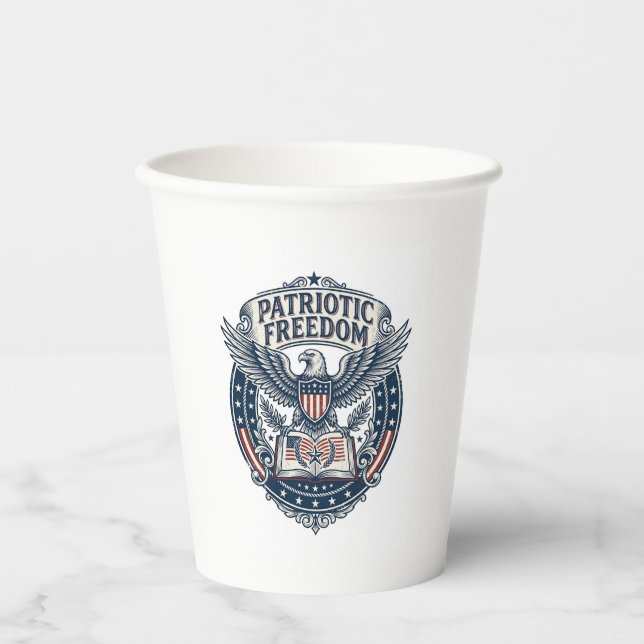 Patriotic Book Club Vector Graphic Tee (2) Paper Cups (Front)