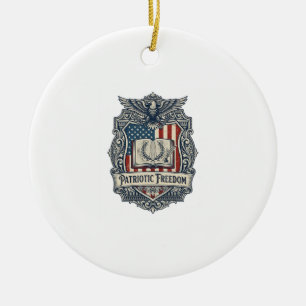 Patriotic Book Club Vector Graphic Tee Ceramic Ornament