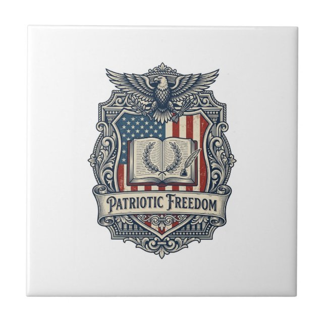 Patriotic Book Club Vector Graphic Tee Tile (Front)