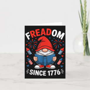 Patriotic Book Gnome 4th July American Flag Card