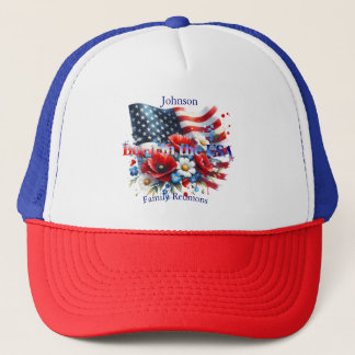 Patriotic Born in the USA Personalizable Family Trucker Hat