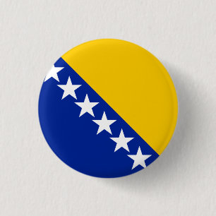 Patriotic Bosnia Herzegovina Flag 1 Inch Round Button