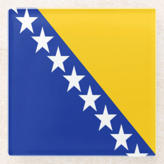 Patriotic Bosnia Herzegovina Flag Glass Coaster