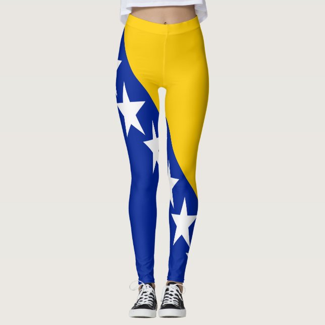 Patriotic Bosnia Herzegovina Flag Leggings (Front)