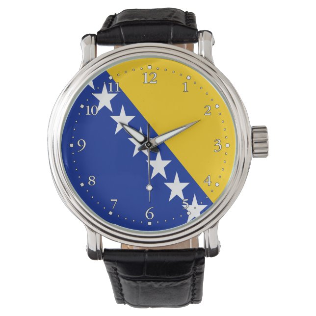 Patriotic Bosnia Herzegovina Flag Wrist Watch (Front)