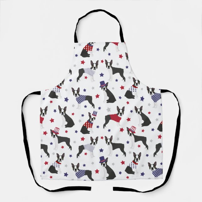 Patriotic Boston Terrier Dog Apron (Front)
